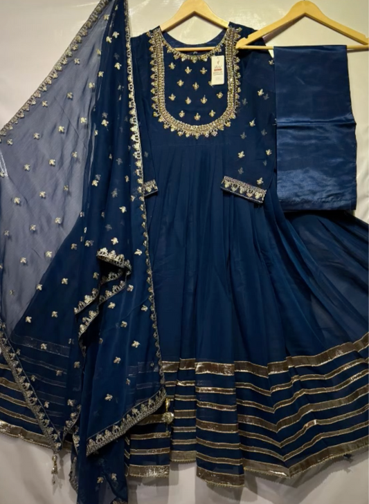 Anarkali Three Piece Stitched Frock