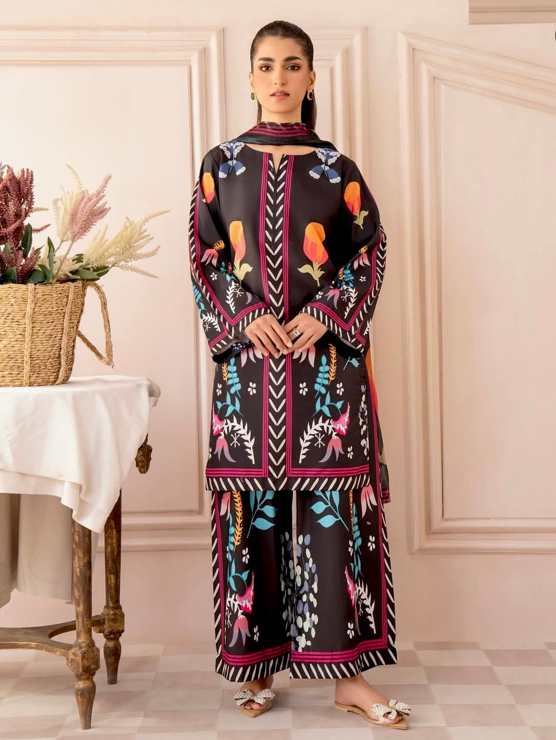 Rukhsar Black 3PC Stitch Dress